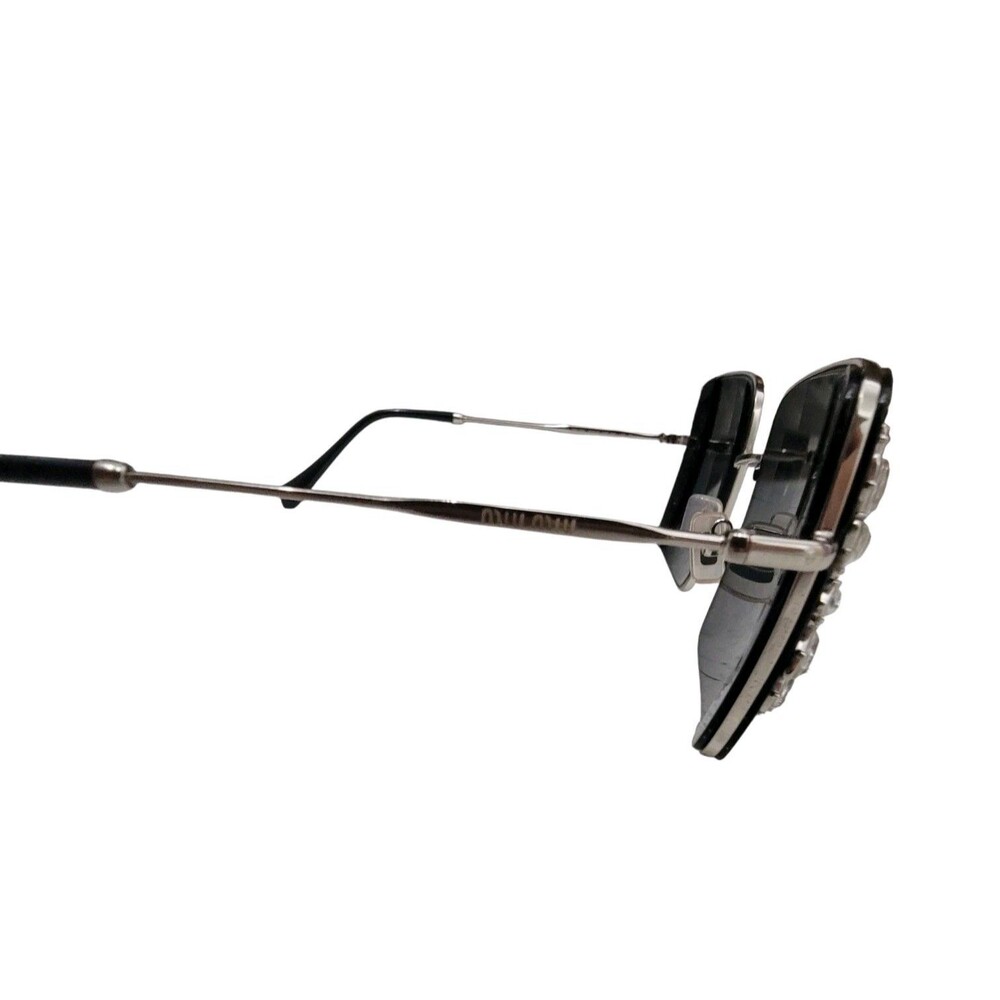 MIU MIU Silver Black Geometric Gem Square Metal Fashion Sunglasses SMU 56V - Picture 4 of 8